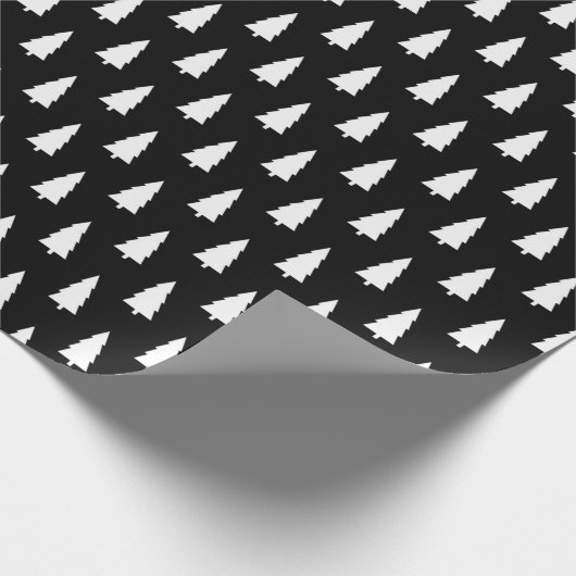 Schwarz-weißes Weihnachtsbaummuster Geschenkpapier (Ecke)