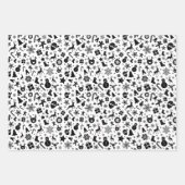 Schwarz-weißes Weihnachtsblatt-Set von 3 Geschenkpapier Set (Vorderseite 3)