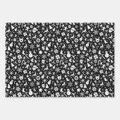 Schwarz-weißes Weihnachtsblatt-Set von 3 Geschenkpapier Set (Vorderseite 2)