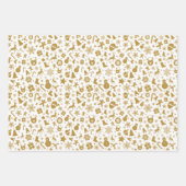 Schwarz-weißes Weihnachtsblatt-Set von 3 Geschenkpapier Set (Vorderseite)