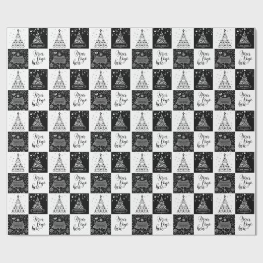 Schwarz-weißes Weihnachtsgeschenk Geschenkpapier (Flach)
