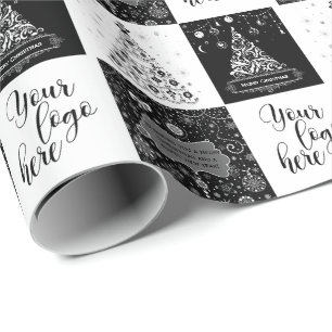 Schwarz-weißes Weihnachtsgeschenk Geschenkpapier