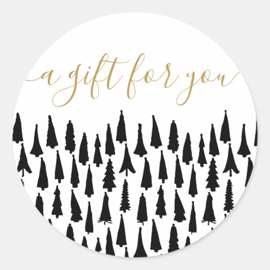 Schwarz-weißes Weihnachtsgeschenk Runder Aufkleber (Vorderseite)
