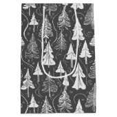 Schwarz-weißes Weihnachtsmuster#5 ID1009 Mittlere Geschenktüte (Rückseite)