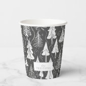 Schwarz-weißes Weihnachtsmuster#6 ID1009 Pappbecher (Rückseite)