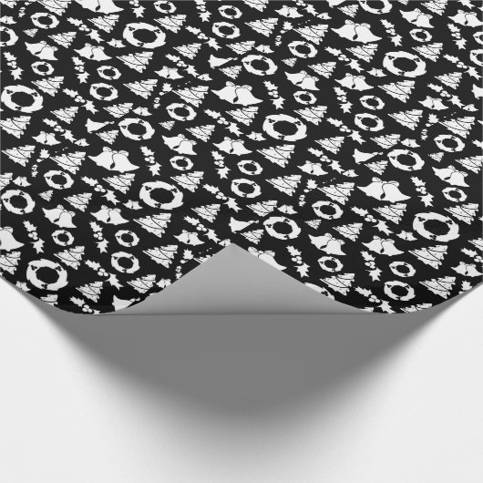 Schwarz-weißes Weihnachtsmuster Geschenkpapier (Ecke)