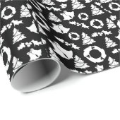 Schwarz-weißes Weihnachtsmuster Geschenkpapier (Rolleneckpunkt)