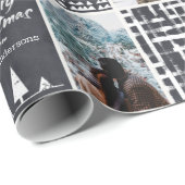 Schwarz-weißes Weihnachtspersonalize Collage Foto Geschenkpapier (Rolleneckpunkt)
