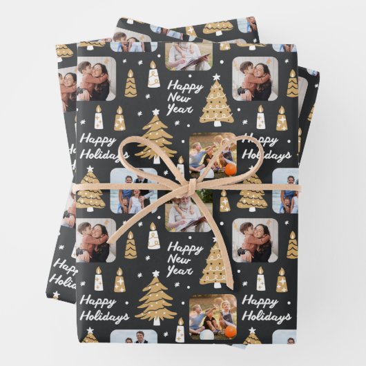 Schwarz-weißes Weihnachtswrackpapier Geschenkpapier Set (Beispiel)