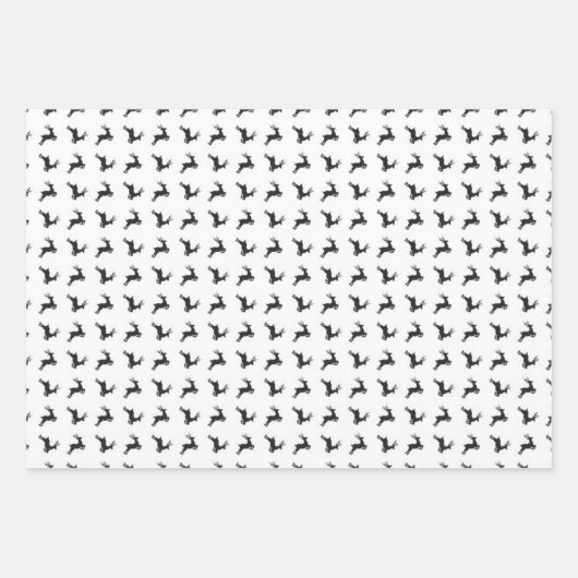 Schwarz-weißes Weihnachtswrapping-Papier für Reind Geschenkpapier Set (Vorderseite 2)