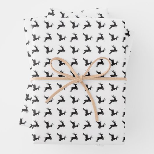 Schwarz-weißes Weihnachtswrapping-Papier für Reind Geschenkpapier Set (Beispiel)