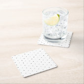 Schwarz-weißes winziges Polka-Punktmuster Rechteckiger Pappuntersetzer (Vor Ort)