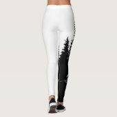 Schwarz-weißes Wolf-Design Leggings (Rückseite)