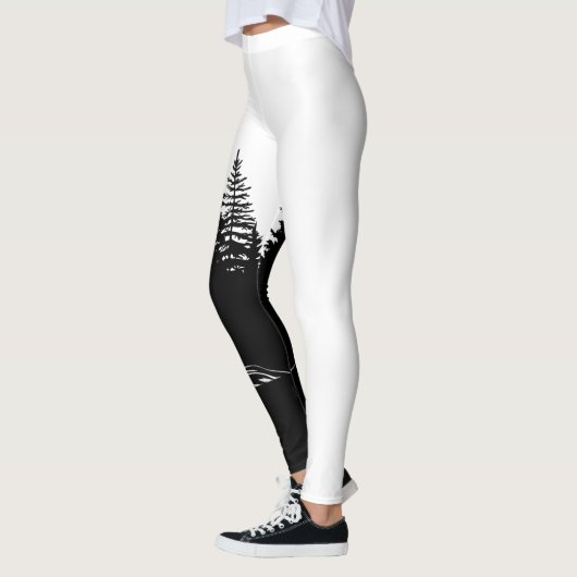 Schwarz-weißes Wolf-Design Leggings (Links)