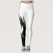 Schwarz-weißes Wolf-Design Leggings (Vorderseite)