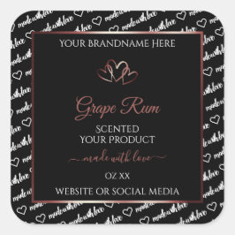 Schwarz-weißes Word Cloud Product Label Burgund He Quadratischer Aufkleber