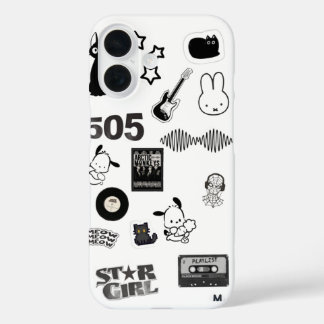 Schwarz-weißes Y2K-Telefon iPhone 16 Hülle