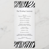 Schwarz-weißes Zebra-, Band-, Juwel-Hochzeitsprogr Programm (Rückseite)