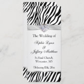 Schwarz-weißes Zebra-, Band-, Juwel-Hochzeitsprogr Programm (Vorne/Hinten)