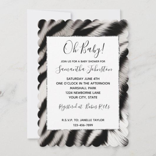 Schwarz-weißes Zebra Einladung (Vorderseite)