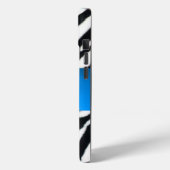 SCHWARZ-WEISSES ZEBRA FUR AQUA BLUE GEM MONOGRAM, Case-Mate iPhone HÜLLE (Rückseite / Links)