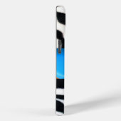 SCHWARZ-WEISSES ZEBRA FUR AQUA BLUE GEM MONOGRAM, Case-Mate iPhone HÜLLE (Rückseite / Rechts)