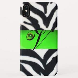 SCHWARZ-WEISSES ZEBRA FUR EMERALD GREEN GEM MONOGR Case-Mate iPhone HÜLLE