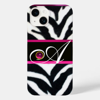 SCHWARZ-WEISSES ZEBRA FUR FUCHSIA PINK GEM MONOGRA Case-Mate iPhone HÜLLE