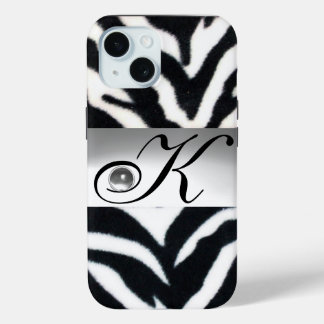 SCHWARZ-WEISSES ZEBRA FUR GRAY GEM MONOGRAM, Case-Mate iPhone HÜLLE