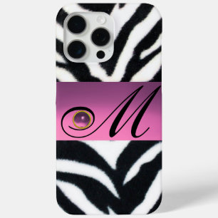 SCHWARZ-WEISSES ZEBRA FUR PINK LILAC GEM MONOGRAM, Case-Mate iPhone HÜLLE