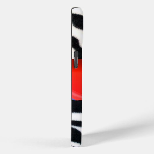 SCHWARZ-WEISSES ZEBRA FUR RED GEM MONOGRAM, Case-Mate iPhone HÜLLE (Rückseite / Rechts)