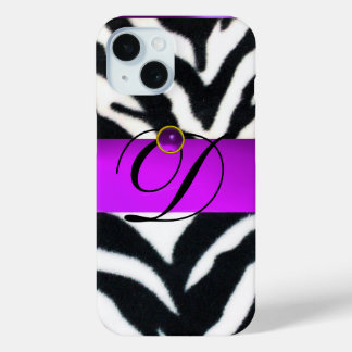 SCHWARZ-WEISSES ZEBRA FUR VIOLET LILA GEM MONOGRAM Case-Mate iPhone HÜLLE