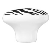 Schwarz-weißes Zebra Leopard-Monogramm Keramikknauf (Seitenansicht)