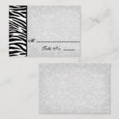 Schwarz-weißes Zebra mit Grunge Damask-Platzkarten Platzkarte (Vorne/Hinten)