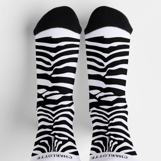 Schwarz-weißes Zebra-Muster Socken (Oben)