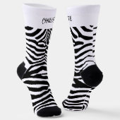 Schwarz-weißes Zebra-Muster Socken (Gewinkelt)