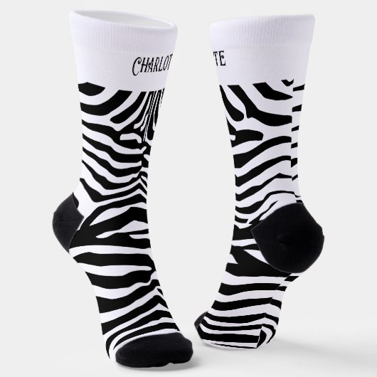 Schwarz-weißes Zebra-Muster Socken (Gewinkelt)
