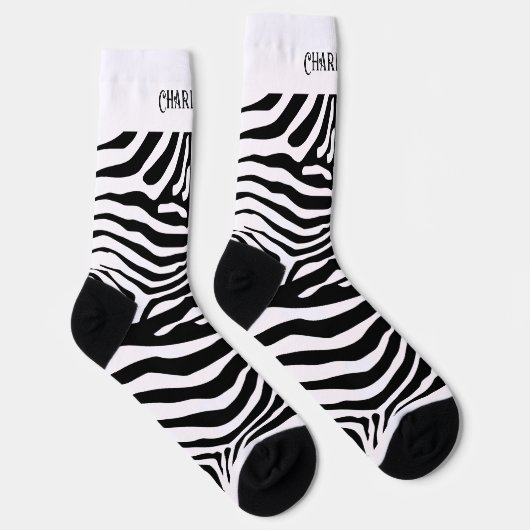 Schwarz-weißes Zebra-Muster Socken (Rechts)