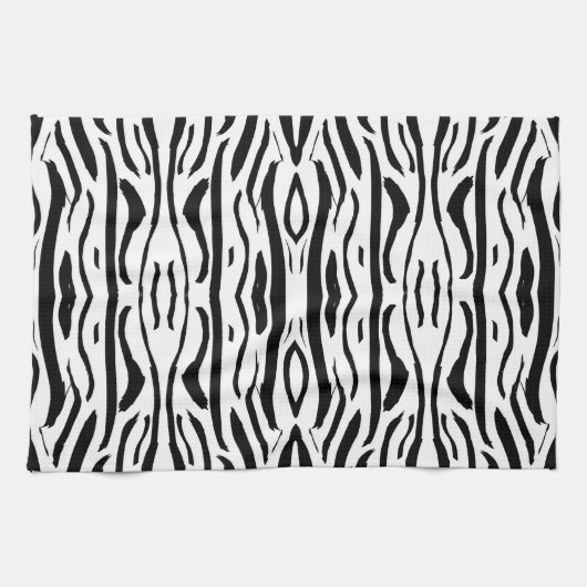 Schwarz-weißes Zebra- oder Tigermuster Geschirrtuch (Horizontal)