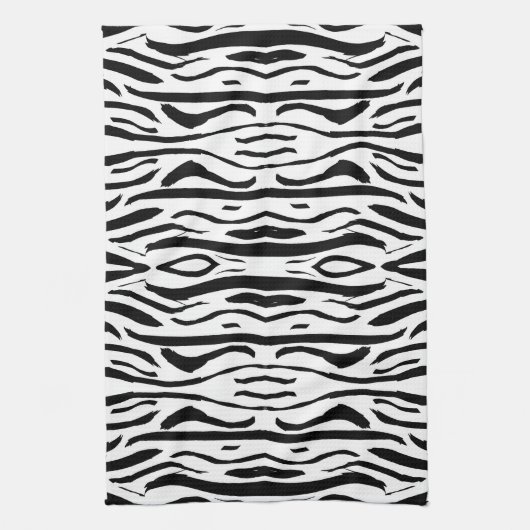 Schwarz-weißes Zebra- oder Tigermuster Geschirrtuch (Vertikal)