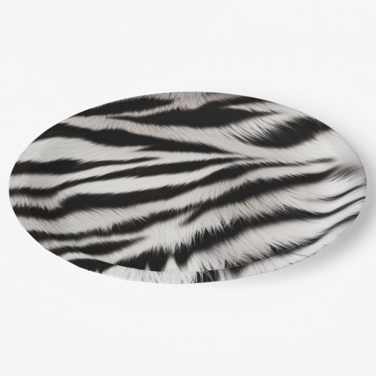 Schwarz-weißes Zebra Pappteller (Schrägansicht)