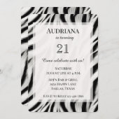 Schwarz-weißes Zebra-Tier Einladung (Vorne/Hinten)