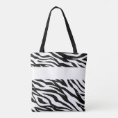 Schwarz-weißes Zebra-Tierdruckmonogramm Tasche (Rückseite)