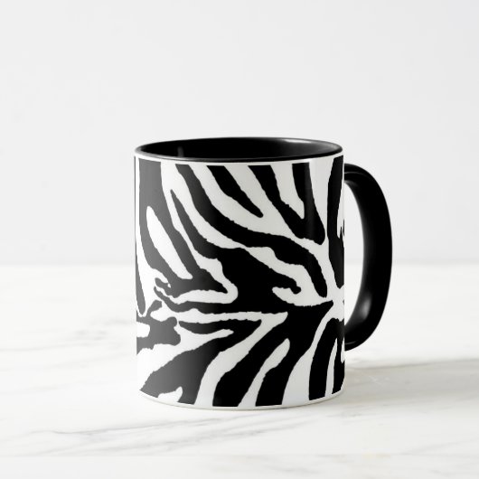 Schwarz-weißes Zebramuster Wildsafari Tasse (VorderseiteRechts)