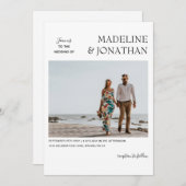 Schwarz-weißes zeitgenössisches Monogramm-Foto Einladung (Vorne/Hinten)