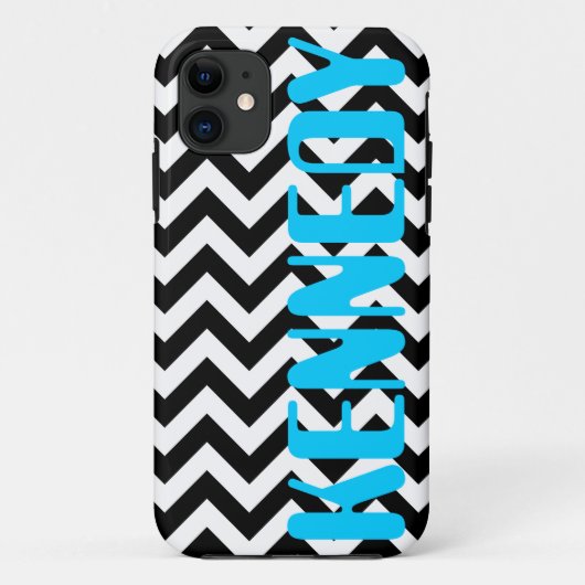 Schwarz-weißes Zickzack Muster Case-Mate iPhone Hülle (Rückseite)
