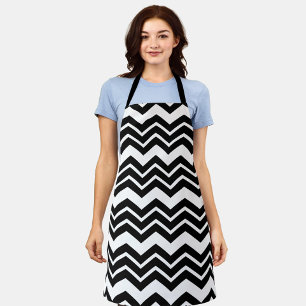 Schwarz-weißes Zigzag Zickzack Muster Schürze
