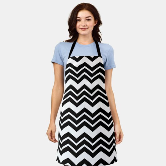 Schwarz-weißes Zigzag Zickzack Muster Schürze