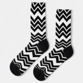 Schwarz-weißes Zigzag Zickzack Muster Socken (Linkes Detail)