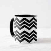 Schwarz-weißes Zigzag Zickzack Muster Tasse (Vorderseite Links)